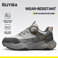 Chaussures de sécurité GUYISA à embout d'acier, anti-écrasement, anti-perforation, tige en microfibre Flyknit, semelle MD, respirantes