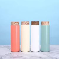Bouteille d'eau en acier inoxydable avec couvercle en bois, infuseur à thé, gobelet de 500 ml, boisson la plus froide, isolation sous vide, anti-transpiration, design sportif