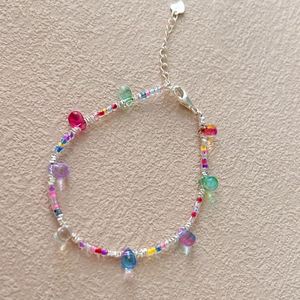 Dylam Trending Design Rhodium Plated 925 Sterling Silver Beaded <b>Rainbow</b> Colorful Circle Crystal Bangles <b>Bracelets</b> for Women - Product Image 6