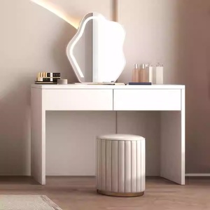 Meubles de chambre à coucher d'hôtel d'appartement moderne et peu encombrant, suite complète avec armoire coulissante, lit en bois, tables de chevet, coiffeuse - Product Image 4