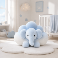 Coussin éléphant bleu ombré en forme de nuage, jouet en peluche pastel pour la décoration de la chambre de bébé, animal doux pour cadeau de naissance