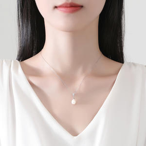 Collier en argent sterling S925 avec perle d'eau douce au design classique, design minimaliste, bijoux pour femmes, vente en gros - Product Image 2