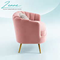 Canapé d'attente de luxe pour salon, causeuse moderne en velours pour réception, mobilier de salon de beauté, fauteuil lounge rose personnalisé pour salon de coiffure, onglerie et spa ZENNE