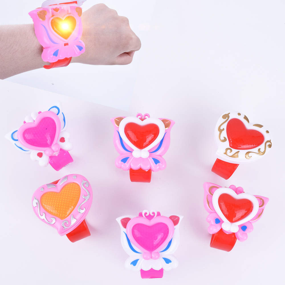 Girls small promotion gifts twist bracelet  sailor moon animation movies heart cartoon led light up watch toys