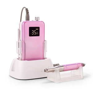 Custom Logo Rechargeable Battery Small Screen Nail Efile Brushless Electric Nail <b>Drill</b> 35000RPM Nail <b>Drill</b> Machine with Base - Product Image 2