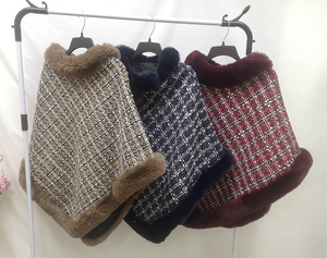 Manteaux d'hiver pour femmes <span class=keywords><strong>de</strong></span> haute qualité, fabriqués en usine, en tissu jacquard <span class=keywords><strong>pied</strong></span>-<span class=keywords><strong>de</strong></span>-<span class=keywords><strong>poule</strong></span>, avec col en fausse fourrure, cape, <span class=keywords><strong>poncho</strong></span>, châle - Product Image 3