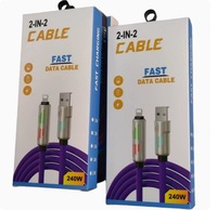 Cable de teléfono móvil de carga súper rápida de 240W 4 en 1 Conector de rotación de 180 grados luminoso USB C a tipo C 1,2 M Cable de cargador