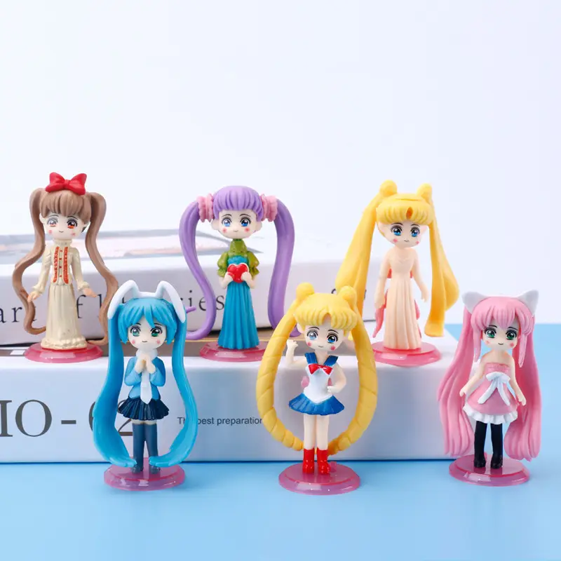 Venta caliente 6 unids/set Sailor Moon PVC Anime figura de acción juguete Unisex modelo de dibujos animados japoneses fábrica al por mayor