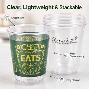Gobelet à café jetable en plastique PET éco-responsable 16oz à base rigide, vaisselle durable, logo personnalisé pour petit-déjeuner d'hôtel de charme - Product Image 4