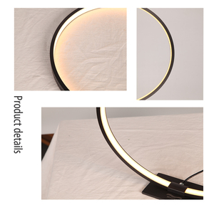Kreisförmige LED-Tischlampe Schlafzimmer Büro Moderne Acryl-Ringlampe Metall-Tischleuchte mit Touch-Funktion 12W Licht mit USB-Anschluss - Product Image 5