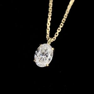 Collar con Colgante de Diamante Real de Corte Ovalado de 0.71ct, Certificado por GIA, Cadena de Oro Amarillo de 18K, Marca Xinfly - Product Image 5