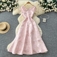 Robes longues élégantes d'été à taille haute avec broderie florale 3D pour femmes, pour le travail et les soirées