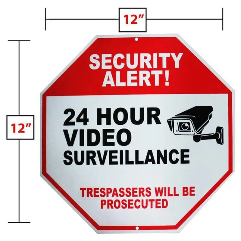반사 CCTV 홈 야드 모니터 고지 사항 24 시간 보안 반사 카메라 경고 알루미늄 금속 비디오 감시 표지판