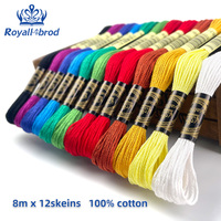 Coton Égyptien 100% Coton, Ensemble de 12 Fils de Couleurs Fixes pour Broderie au Point de Croix, Crochet, Couture, Tricot Manuel