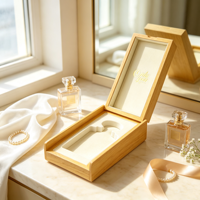 Boîte à parfum en bois massif naturel, doublure en velours, insert en EVA, logo personnalisé, couvercle rabattable pour l'emballage de parfums de marque, vente au détail et cadeaux de luxe