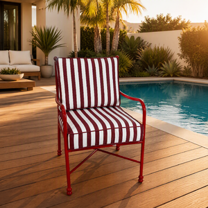 Sedia da <span class=keywords><strong>Giardino</strong></span> Moderna <span class=keywords><strong>in</strong></span> Acciaio Inossidabile, Poltrona da Esterno con Cuscino Impermeabile, Sedia <span class=keywords><strong>in</strong></span> Metallo Rossa <span class=keywords><strong>per</strong></span> Villa e Hotel - Product Image 1