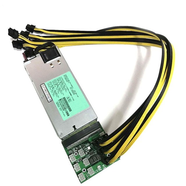 DPS1200fb GPU Mining Supply Kit 1200w Server Power Supply +breakout Board +12pc Pcie Mining Cable 6p to 6+2p