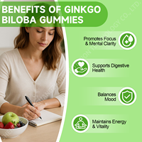 Compléments alimentaires Ginkgo Biloba Ashwagandha en marque privée OEM, sans sucre, sans gluten, bonbons gélifiés naturels, soutien de l'humeur et de la concentration pour adultes
