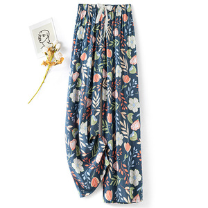 Pantalones Anchos Casuales con Estampado Floral para Mujer, Estilo Coreano, Pantalones Deportivos hasta el Tobillo para Verano - Product Image 4