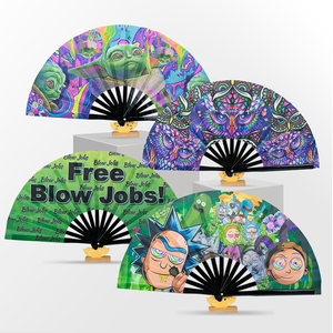 Quạt Rave Tay Gấp Lớn Phổ Biến Nhất 2023 Cho Nam/Nữ Quạt Tay Gấp Bằng Vải Tre Và Oxford Trung Quốc - Product Image 5