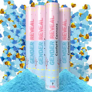 Cannone Portatile per Rivelazione del Sesso con Coriandoli a Forma di Cuore, Polvere Colorata Rosa e Blu, Cannoncini per Feste di Rivelazione del Sesso - Product Image 3