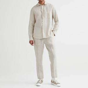 Chemises décontractées en lin pour hommes, personnalisées, à manches courtes, respirantes, anti-plis, à motifs imprimés pour l'automne - Product Image 3