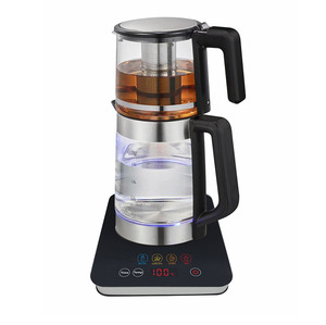 Hervidor eléctrico con pantalla digital inteligente de 1.8L + 1.2L Aislamiento táctil de vidrio de borosilicato que hierve rápidamente con luz azul - Product Image 1