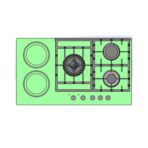 Estufa <span class=keywords><strong>de</strong></span> Inducción Híbrida <span class=keywords><strong>de</strong></span> <span class=keywords><strong>Gas</strong></span> y Eléctrica con Panel <span class=keywords><strong>de</strong></span> Vidrio <span class=keywords><strong>de</strong></span> 5 Quemadores para Uso en Hoteles y Hogares, Diseño Integrado, Color Negro - Product Image 5