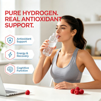 Comprimés d'eau hydrogénée H2, 12 PPM d'hydrogène moléculaire, effervescents, 80 mg de magnésium, complément antioxydant, framboise, 30 comprimés