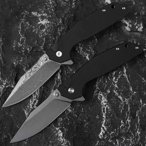Couteau pliant G10 avec lame D2 en acier Damas à motif, disponible sur Amazon, possibilité d'ajouter un logo - Product Image 4