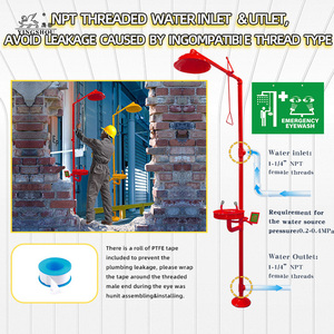 Estación de ducha de seguridad para lavado de ojos de emergencia Acero inoxidable ABS Recubrimiento rojo Ducha de lavado de ojos de emergencia Estándar de - Product Image 4