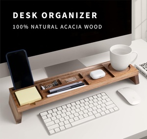 Organisateur de <span class=keywords><strong>bureau</strong></span> en <span class=keywords><strong>bois</strong></span>, <span class=keywords><strong>support</strong></span> d'écran, étagère de rangement pour ordinateur portable et PC - Product Image 2