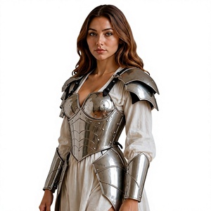 Armadura Medieval de Acero Plateada, Disfraz de Guerrero a la Moda, Armadura Completa de Acero Inoxidable Pulido, Diseño de Forma Irregular - Product Image 2