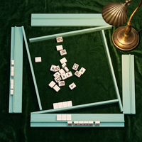 Soportes de madera para Mahjong al por mayor, juego de 4 piezas, empujadores de borde recto/curvo, color personalizado, para juegos en casa y clubes de Mahjong
