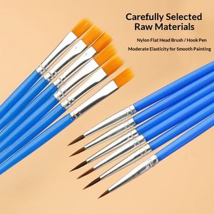 Pinceau numérique en nylon à tête plate pour enfants, idéal pour la peinture <span class=keywords><strong>sur</strong></span> gypse, céramique, pigments et aquarelle, avec manche en plastique. - Product Image 3