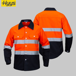 Vêtements de travail haute visibilité bandes réfléchissantes chemises de travail vêtements de travail de Construction veste uniformes de travail Orange Fluorescent haute visibilité - Product Image 1