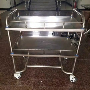 รถเข็นโรงพยาบาลสแตนเลส 940x450x900 มม. สามชั้น รถเข็นแพทย์แบบทนทานสำหรับหน่วยพยาบาล - Product Image 1