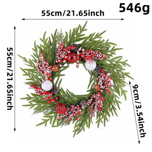 Guirnalda Navideña de Piñas y Bayas de 55 cm, Decoración Navideña Creativa con Bolas de Navidad, Anillo de Vid, Decoración Floral, Venta al por Mayor - Product Image 6