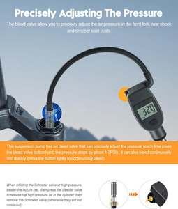 Mini <span class=keywords><strong>pompe</strong></span> à vélo portable à <span class=keywords><strong>double</strong></span> <span class=keywords><strong>action</strong></span> à haut volume avec gonfleur de fourche avant de jauge de pneu pratique pour un gonflage facile du vélo - Product Image 4