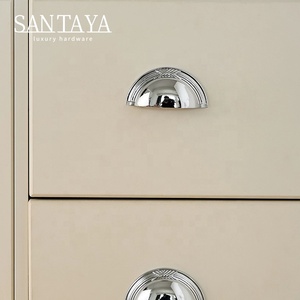 Puxadores de Latão Cromado Prateado Santaya em Formato de Concha para Armários de Cozinha, Guarda-Roupas de Quarto e Móveis - Product Image 3