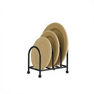 Modern <b>Metal</b> <b>Plate</b> Rack Standing Type Single Tier Kitchen Storage Holder Durable Non-Folding Design for Tableware - Product Image 2