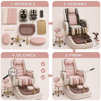 Station de pédicure de salon de beauté haut de gamme avec tabouret pour technicien, couleur et logo personnalisés