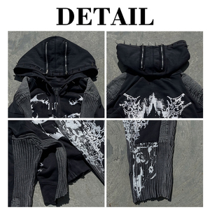 Sweat à capuche zippé en coton 100% lourd avec logo personnalisé, impression graphique 3D, sans cordon, coupe courte - Product Image 6