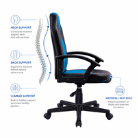 Chaise de jeu moderne en cuir PU bicolore avec accoudoirs incurvés fixes, réglage de hauteur de 12 cm, pour bureau à domicile, étude ou étudiant
