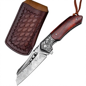 Cuchillo de Caza de Hoja Fija de Acero de Damasco con Mango de Madera, Grado Industrial Resistente, OEM, Punta Caída, para Uso en Camping - Product Image 4
