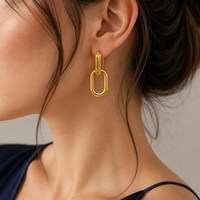 JUSNOVA Grosir Anting Baja Tahan Karat 316L Anting Kristal Model Tetes 18K PVD Emas Set Bunga Anting Kristal Model Tetes Wanita Grosir