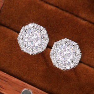 Orecchini Pendenti Ottagonali Geometrici per Donne, Eleganti e Classici, con Zirconi in Lega, Gioielli alla Moda - Product Image 2