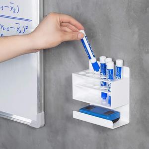 Montado en la pared 2-Nivel de acrílico blanco 10-Ranura para borrar seco marcador de pizarra y goma de borrar soporte - Product Image 3