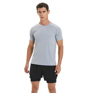 Toptan Fit atletik koşu spor eğlence giyim erkek rahat gömlek naylon Spandex t shirt T shirt stokta