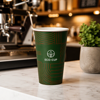 Gobelet en papier monocouche, 22 oz, matériau alimentaire biodégradable avec revêtement PE, couleur personnalisée, logo, couvercle assorti
